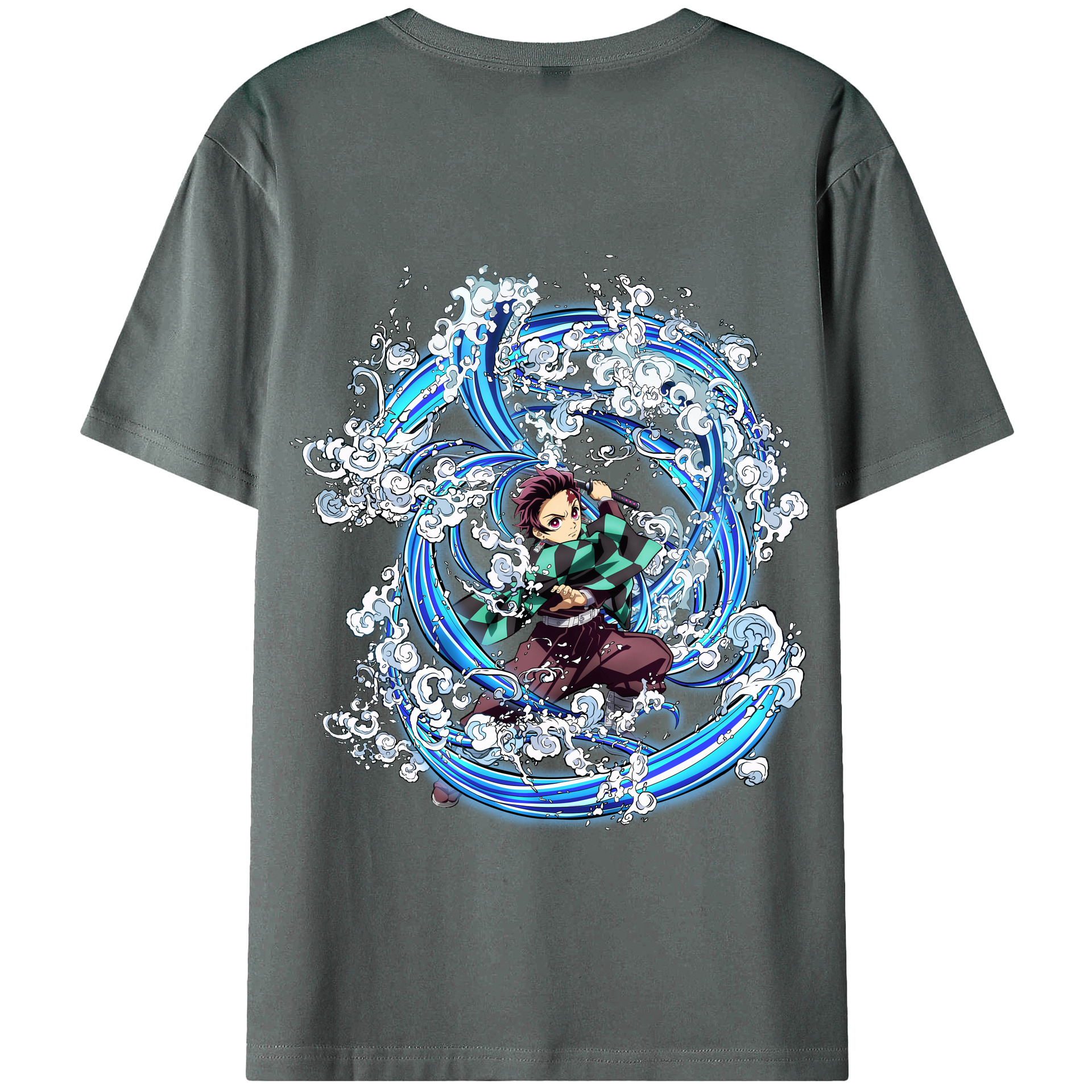 （画像用） 鬼滅の刃 竈門 炭治郎／かまど たんじろう Kamado Tanjirou 綿100％半袖Tシャツ（背面プリント）